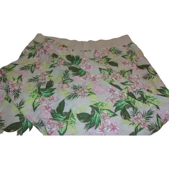 J. Jill Linen Cropped Pants in Sz. M Floral Design Wide Leg High Rise 11" - Picture 3 of 5
